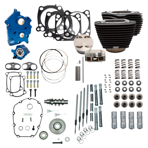 S&S Cycle - S&S Cycle 128in. Power Package for M8 - Gear Cam - Oil Cooled - Wrinkle Black w/ Non-Highlighted Fins - 310-1106A