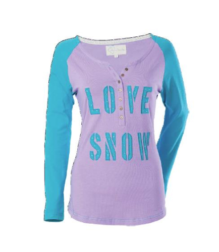 DSG - DSG Love Snow Henley Long Sleeve Womens Shirt - 97388 - Violet/Turquoise - Medium