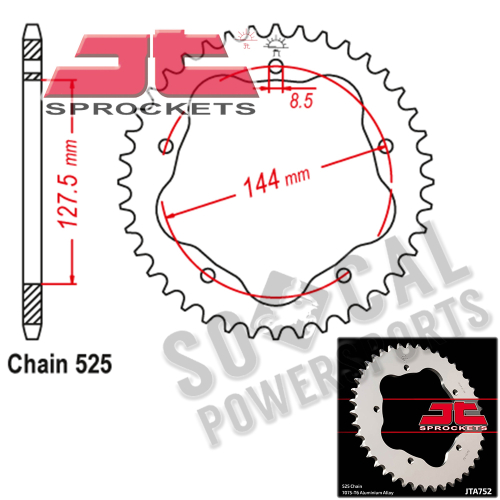 JT Sprockets - JT Sprockets Aluminum Rear Sprocket - 40T - JTA752.40
