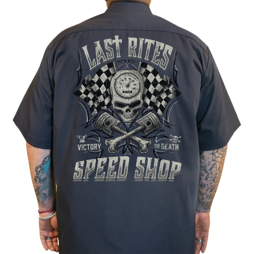 Lethal Threat - Lethal Threat Last Rites Shop Shirt - DG60181L - Dark Gray - Large