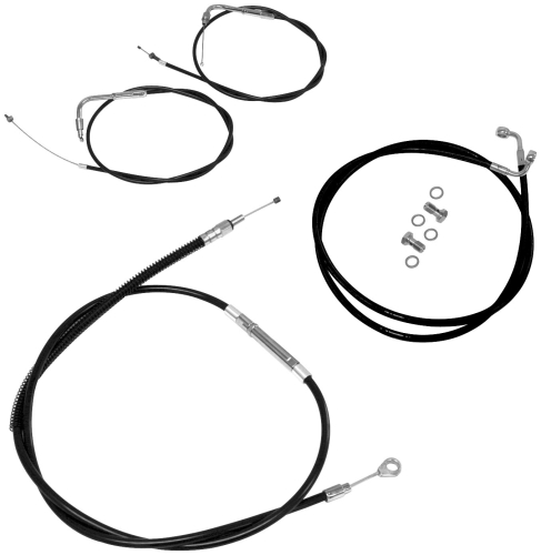 LA Choppers - LA Choppers Cable/Brake Line Kit - Beach Bars & Extra Wide - Black - LA-8051KT-04B