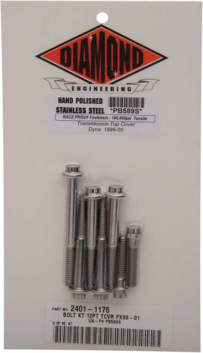Diamond Engineering - Diamond Engineering Transmission Top Cover 12-Point Polished Stainless Engine Bolt Kit - PB589S