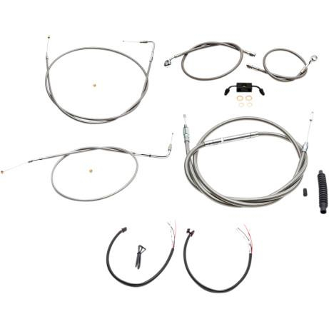 LA Choppers - LA Choppers Complete Handlebar Cable/Brake & Clutch Line/Wire Kit - Stainless Braided - LA-8231KT2-16