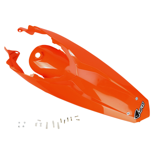 UFO Plastics - UFO Plastics Enduro Rear Fender with Light - KTM Orange - KT04027-127