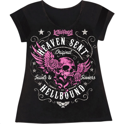 Lethal Threat - Lethal Threat Heaven Sent V-Neck Womens Shirt - LA20716L - Heaven Sent Black - Large