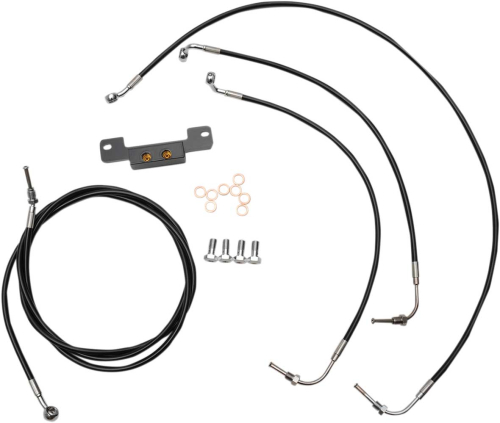 LA Choppers - LA Choppers Standard Handlebar Cable/Brake & Clutch Line/Wire Kit - Black Vinyl/Stainless Braided - LA-8055KT-08B