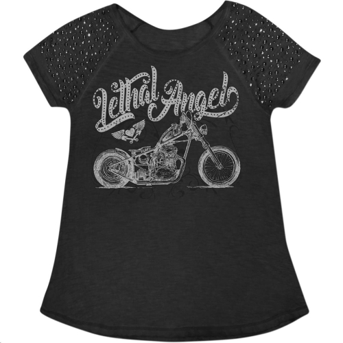 Lethal Threat - Lethal Threat Motorcycle Scoop Neck Womens Shirt - LA20674M - Motorcycle Black - Medium