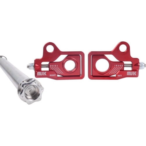 MJK Performance - MJK Performance Low Profile Rear Axle Adjuster Kit - Red Anodized - P-4619