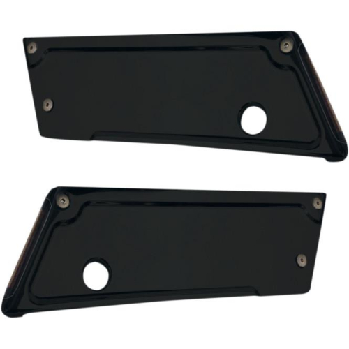 Alloy Art - Alloy Art Lighted Saddlebag Latch Covers - Black Anodized with Smoke Lens/Red LEDs - BLLR-2