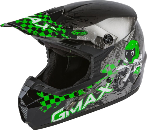 G-Max - G-Max MX-46Y Anim8 Youth Helmet - G3461802 - Dark Silver/Green - Large