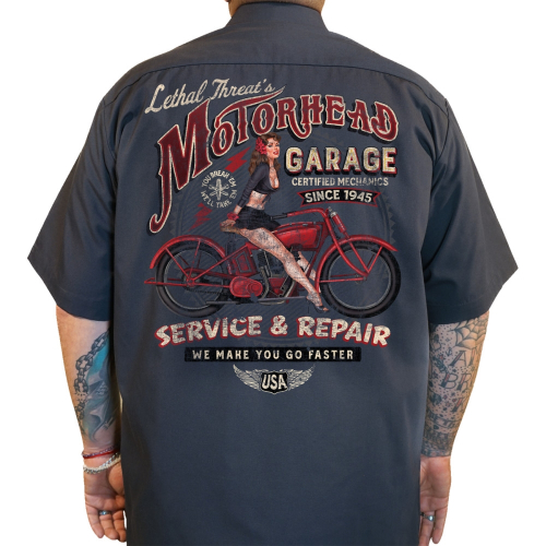 Lethal Threat - Lethal Threat Motorhead Garage Shop Shirt - DG60177-4XL - Dark Gray - 4XL