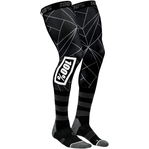 100% - 100% Knee Brace Moto Socks - 24014-001-18 - Black - Lg-XL