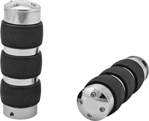 HardDrive - HardDrive Chrome Billet No-Vibe Grips - Black Rubber - H17-0595T