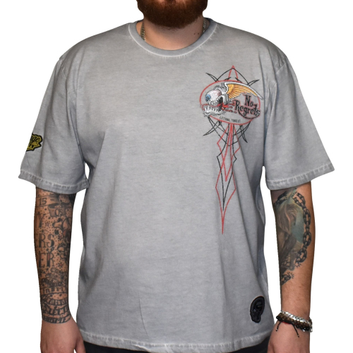 Lethal Threat - Lethal Threat Vintage Velocity No Regrets Motor Works T-Shirt - VV40180L - Gray - Large