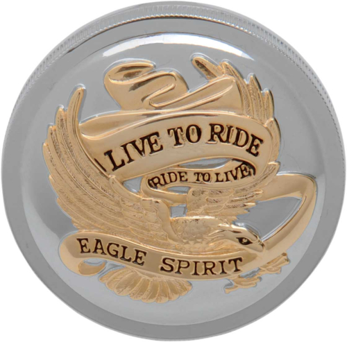 Drag Specialties - Drag Specialties Live To Ride Vented Gas Cap - Chrome with Gold Insignia - DS-390147