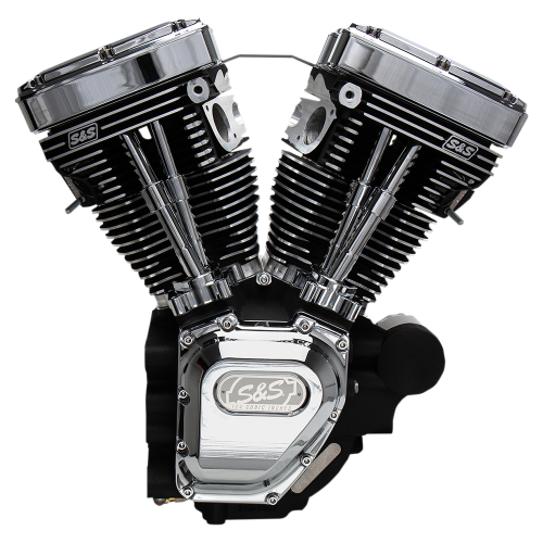 S&S Cycle - S&S Cycle T124HC Series Long Block Engine - Wrinkle Black/Chrome - 310-0400A