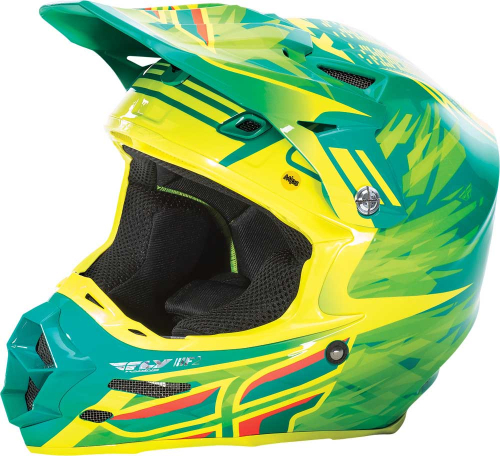 Fly Racing - Fly Racing F2 Carbon MIPS Shorty Replica Helmet - 73-40862X - Teal/Hi-Vis Yellow - 2XL