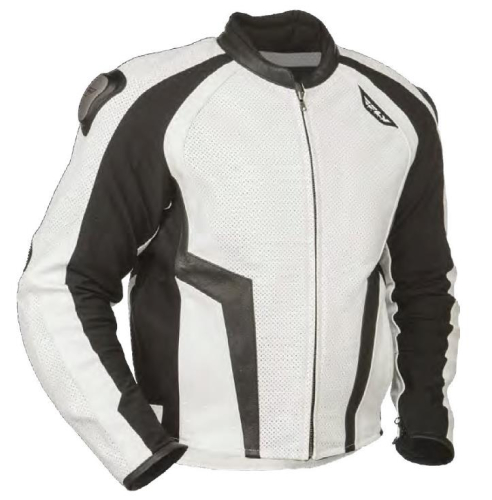 Fly Racing - Fly Racing Apex Leather Jacket - FLY SLJ WH sz38  XS - White/Black - X-Small
