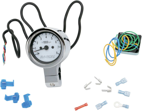 Baron Custom Accessories - Baron Custom Accessories Bullet Tachometer - 1in. - White Face - BA-7570-00