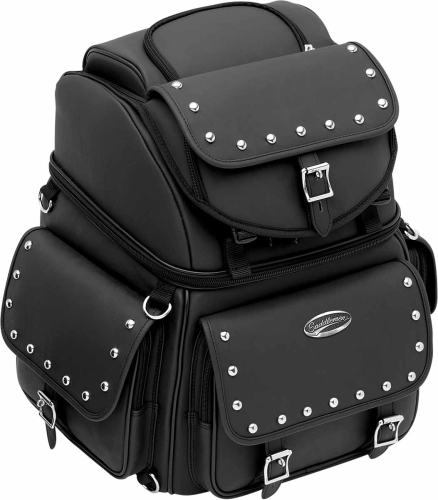 Saddlemen - Saddlemen BR3400EX/S Combination Backrest, Seat and Sissy Bar Bag with Studs - 3515-0121