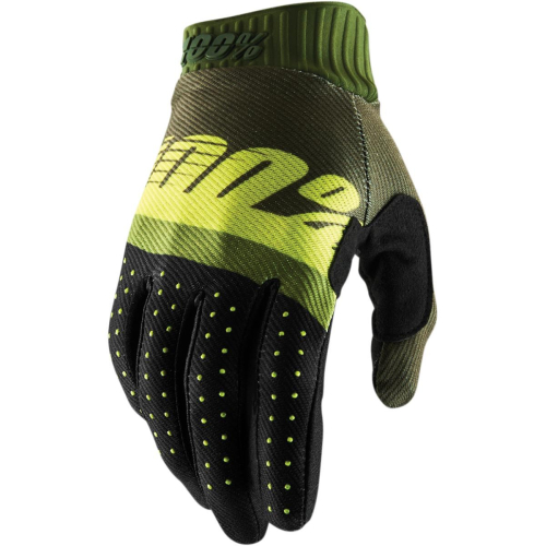 100% - 100% Ridefit Gloves - 10014-266-11 - Black/Lime/Olive - Medium