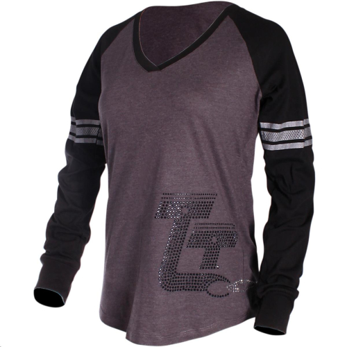 Throttle Threads - Throttle Threads Long-Sleeve Womens Shirt - TT650T477BKLR - Charcoal/Black/Silver - Large