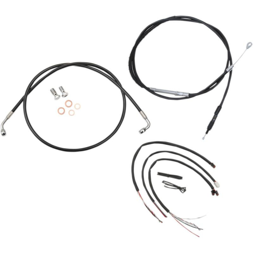 LA Choppers - LA Choppers Complete Handlebar Cable/Brake & Clutch Line/Wire Kit - Black Vinyl/Stainless Braided - LA-8153KT2-19B