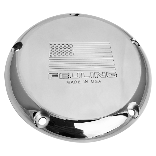Feuling - Feuling American Flag Logo Derby Cover - Show Polished With Engraved Logo - 9160