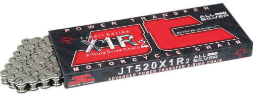 JT Drive Chain - JT Drive Chain 520 X1R2 Heavy Duty Expert Series X-Ring Sealed Drive Chain - 124 Links - Nickel - 520X1R2NN124DL