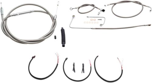 LA Choppers - LA Choppers Complete Handlebar Cable/Brake & Clutch Line/Wire Kit - Stainless Braided - LA-8151KT2B-08