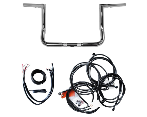LA Choppers - LA Choppers 1-1/4in. Big Twin Peaks Handlebar Kit - 12in. - Black - LA7361KT112B