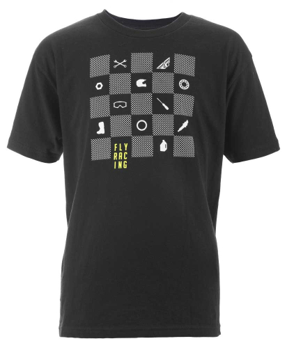 Fly Racing - Fly Racing Checkers Youth T-Shirt - 352-1090M - Black - Medium