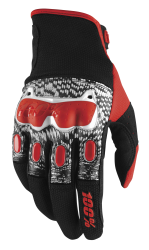 100% - 100% Derestricted Gloves - 1000700313 - Black/White/Red - X-Large