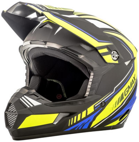 G-Max - G-Max MX46 Uncle Helmet - G3467688N TC-24 - Flat Black/Hi-Vis/Blue - 2XL