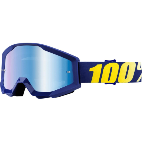 100% - 100% Strata MX Hope Goggles - 50410-238-02 - Hope Navy/Yellow/White / Mirror Blue Lens - OSFM