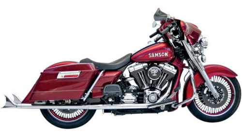 Samson - Samson True Dual Crossover Exhaust System - 36in. Slip-Ons with Removable Longtail Tips - Chrome - FL4-456