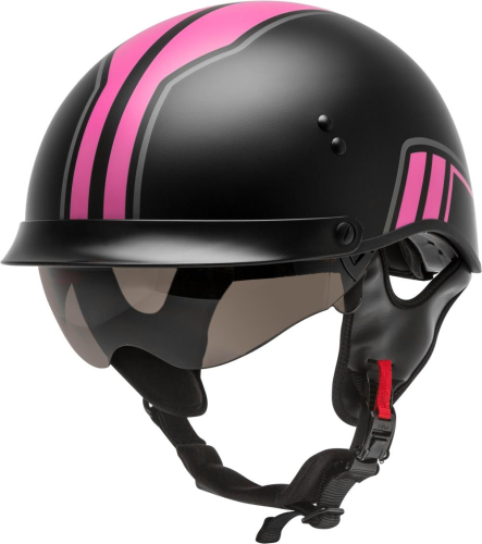 G-Max - G-Max HH-65 Full Dressed Twin Helmet - H9651343 - Matte Black/Pink - X-Small