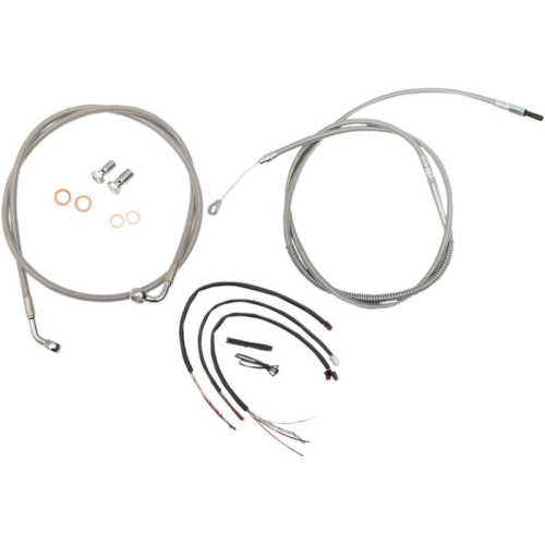 LA Choppers - LA Choppers Complete Handlebar Cable/Brake & Clutch Line/Wire Kit - Stainless Braided - LA-8153KT2-19