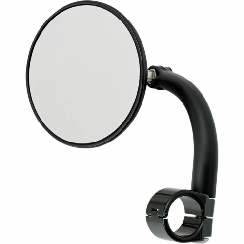 Biltwell Inc. - Biltwell Inc. 3-3/4in. Round Utility Mirror with Clamp-On Mount for 7/8in. Handlebar - Black - UMCIR78BK