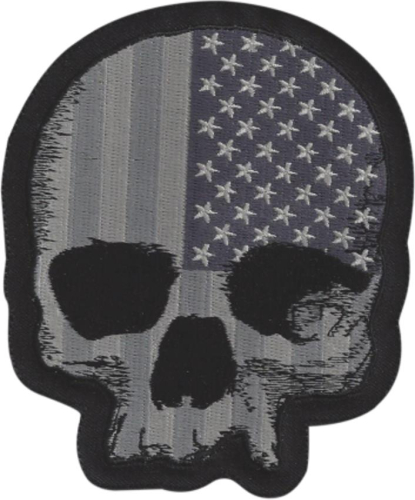 Lethal Threat - Lethal Threat Gray USA Skull Mini Embroidered Patch - MN32070