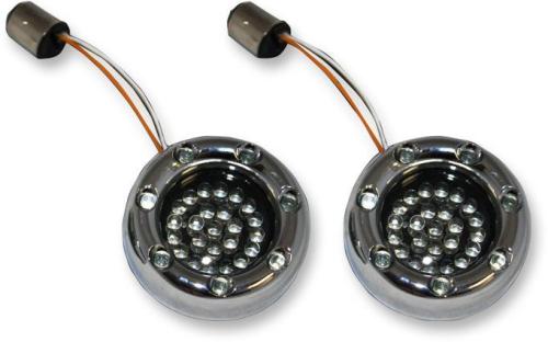 Custom Dynamics - Custom Dynamics Chrome Bullet Ringz LED Turn Signals - Dual Intensity - Amber - Smoke Lens - BTRC-A-1157-S