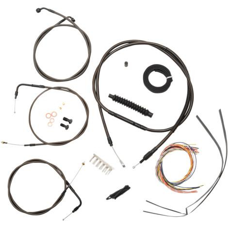 LA Choppers - LA Choppers Complete Handlebar Cable/Brake & Clutch Line/Wire Kit - Midnight Black - LA-8230KT2-19M