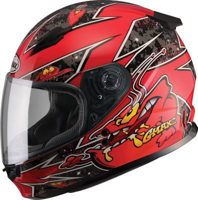G-Max - G-Max GM49Y Alien Youth Helmet - G7496200 TC-1 - Black/Red - Small