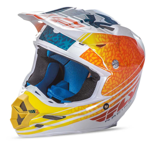 Fly Racing - Fly Racing F2 Carbon Animal Helmet - 73-41462X - Orange/White/Teal - 2XL