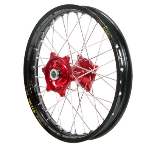 Dubya - Dubya MX Front Wheel with Excel Takasago Rim - 1.60x21 - Red Hub/Black Rim - 56-3169RB