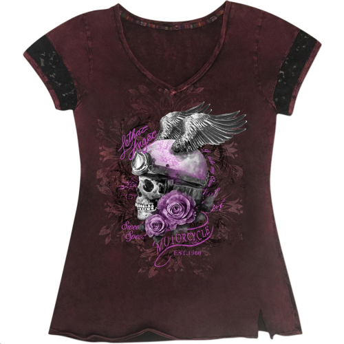 Lethal Threat - Lethal Threat I Ride My Own V-Neck Womens Shirt - LA20677M - I Ride My Own Red - Medium