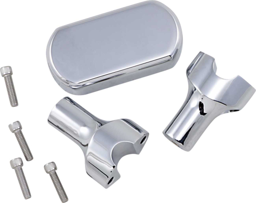 LA Choppers - LA Choppers Solid Handlebar Riser/Top Clamp Kits - 3in. Tall - Chrome - LA-7442-03