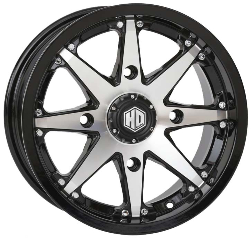 STI - STI HD10 Alloy Front Wheel - 12x7 - 5+2 Offset - 4/110 - Machined with Gloss Black - 12HD1000