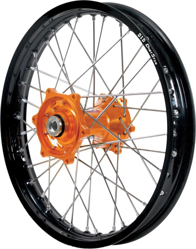 Dubya - Dubya MX Rear Wheel with DID DirtStar Rim - 2.15x19 - Orange Hub/Black Rim - 56-4067OB