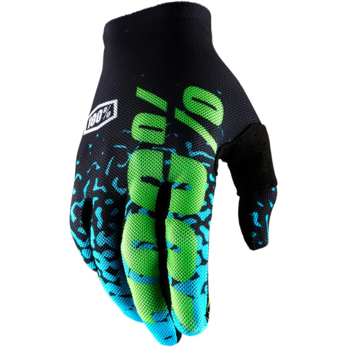 100% - 100% Celium Gloves - 10009-012-13 - Black/Cyan - X-Large